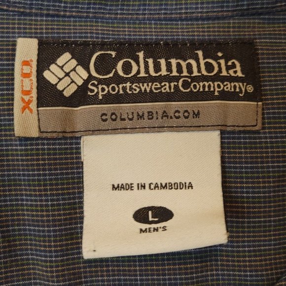 Columbia Mens Shirt Button Up Plaid Blue Short Sleeve Pocket 100% Cotton L‎ - Picture 6 of 12